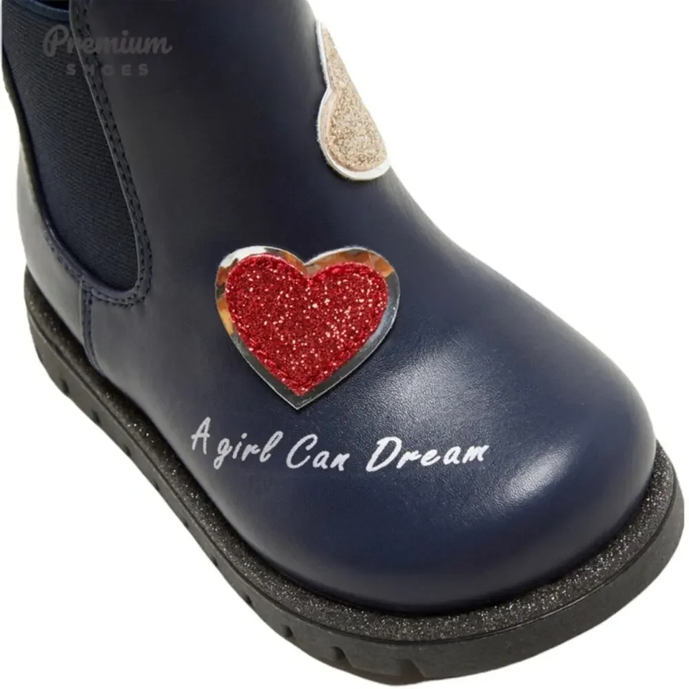 Toddler Heart Shape Graphic Side Zipper Boots Size 7